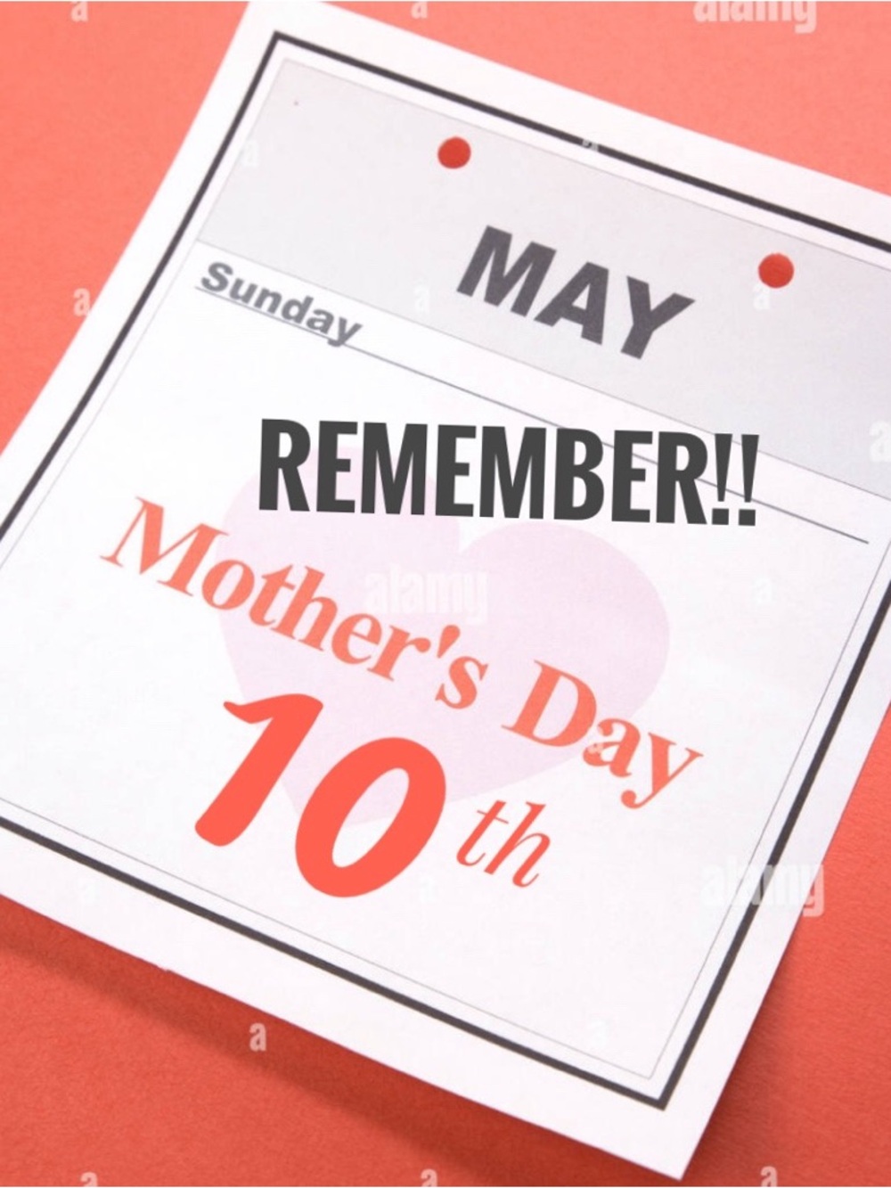 Mother's Day Reminder Card - Coral Pink